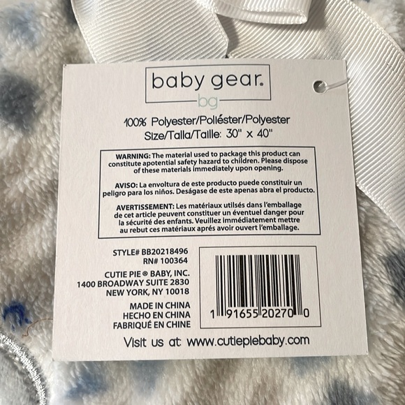 NWT Baby Gear Blue Gray Elephants Fleece Blanket - Picture 3 of 3